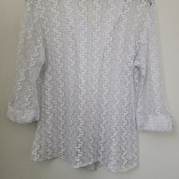 Vintage Y2K Paloma Carmin Knit See Through Collar Button Up Beach Cover Up Sz 36 - Picture 6 of 8